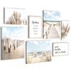 Novart Quadros - Completamente Pronto Da Appendere - Immagini - Spiaggia di mare boho - 7 Pezzi Set Moderni - N007871a