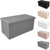 MAKA change your life quality MAKA Pouf Contenitore Rettangolare Pieghevole Portaoggetti Cubo 50 Litri Portata Sedile Max 300 kg Cassapanca con Vano per Plaid Coperte Scarpe Giochi Cuscini (76_x_38_x_38 cm, Grigio)