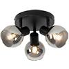 Qazqa vidro - Faretto Art déco - 3 luce - Ø 35 cm - Nero - Art déco - Soggiorno I Camera da letto I Sala da Pranzo I Cucina