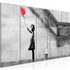 Runa Art Quadri XXL Banksy Palloncino Ragazza 200 x 80 cm Rosso 5 Pezzi - Made in Germany - 301655a