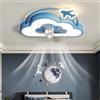 Caufloce Bambino Pale Da Soffitto Con Luce Reversibile Dc Dimmerabile Ventilatore Da Soffitto Con Luce E Telecomando Timer 6 Velocità Plafoniera Con Ventilatore Per Camera Dei Bambini-Blue Clouds
