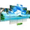 Runa Art - Quadri Spiaggia Palme 200 x 100 cm 5 Pezzi XXL Decorazione Murale Design Blu Beige 603351a