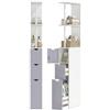 HOMCOM Colonna Bagno, Mobile Bagno Salvaspazio in Legno, Mobiletto con Armadietto, Ripiani e Cassetti, 15x33x136.8 cm, Grigio Chiaro