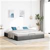IKAYAA Letto Matrimoniale 200x200 con Contenitore Idraulico con Meccanismo di Sollevamento Imbottito con Rete a Doghe - Grigio Scuro - 200 x 200 cm