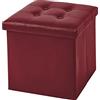 IlGruppone Pouf Contenitore in 2 Misure Medio 38x38 - Grande 50x50 Quadrato Portaoggetti in Ecopelle Poggiapiedi Salotto Sgabello Pouff Camera Design con Coperchio - Bordeaux - 38x38x38
