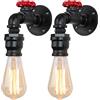 iDEGU Set di 2 applique da parete industriale vintage lampada da parete stile tubo retrò art deco lampada da parete per bar cucina ristorante caffè corridoio nero rubinetto L