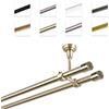 MDEKOR Bastone Per Tende 140 cm, Doppio, Oro Antico, Montato A Soffitto