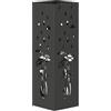 HOMCOM Portaombrelli Quadrato in Metallo per Ingresso, Portaombrelli Autoportante con 4 Ganci e Vassoio Raccogligocce Rimovibile per Interni ed Esterni, 15.5x15.5x49 cm Nero