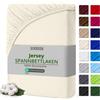Svenson Lenzuolo con angoli elasticizzati, in jersey, 100% cotone, 140 x 200 cm, colore: bianco/crema
