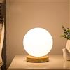 ChaoZan Lanterna desktop semplice romantico solido da tavolo in legno lampada da comodino luce palla di vetro rotonda paralume Legno Ball E27 Lampada da tavolo camera da letto soggiorno ufficio