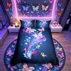 Loussiesd Set di biancheria da letto con copripiumino, motivo floreale con farfalle, decorazione 3D con fiori animali, collezione da camera da letto per bambini e bambine, per letto singolo, collezione sognante