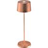 Zafferano Lampada Olivia Pro con Foglia Color Rame, Lampada da Tavolo Ricaricabile e Senza Fili con Controllo Touch, Utilizzabile come Lampada da Interni, Dimmer, 2700-3000 K, Altezza 35 cm