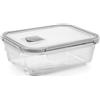 H&H Contenitore In Vetro Con Coperchio E Valvola - 1040 Ml - Rettangolare 21x16 Cm - Per Forno (senza coperchio), Microonde, Lavastoviglie - Salvaspazio Con Guarnizione In Silicone