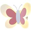 HONITANO Lampada da Parete in Acrilico Rosa Farfalla, Luce LED 220v per Camera da Letto e Corridoio, Struttura Semplice in Ferro Battuto, Effetto Illuminante Elegante e Moderno