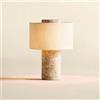 Generic Lampada da tavolo touch ricaricabile in pietra di marmo di lusso, paralume in fibra di tessuto di lino, luce decorativa dal design di fascia alta e di lusso da 10 pollici, per console, B Rechargeable