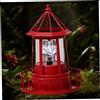Obelunrp Lighthouse solare con faro rotante, decorazioni per faro solare da 8,3 pollici, lampada a 360 gradi, lampada da giardino solare impermeabile per decorazioni per cortili per patio (rosso)