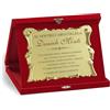 Pubblimania Pubblimania Targa Premio per Pensione Personalizzabile in Elegante Cofanetto di Velluto Rosso - Targa a Forma di Pergamena Oro - Regalo Collega per Fine Lavoro e Pensionamento (Pensione)