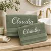 Manifattura Tessile Set Asciugamani Viso e Ospite Personalizzati con Nome Ricamato, 100% Cotone Morbido e Assorbente, Ricamo Artigianale, Idea Regalo Uomo Donna, Made in Italy, Verde Salvia