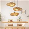 MyLjp Lampada A Sospensione 3 Luci Bambù Lampadario Industriale In Rattan Naturale Mini Rattan Intrecciato A Mano Lampadario Paralume Stile Bohémien Con Base E27 Per Bar Cucina Ristorante Plafoniera(3 heads