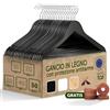 Blumtal Set di 50 Grucce in Legno Nero - Gancio Rotante a 360° in Metallo, Protezione Antitarme in Cedro, Rivestimento Antiscivolo e Intagli per Spalle