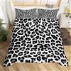 Homemissing Set copripiumino leopardato Homemissing, bianco e nero, con motivo cheetah, per ragazzi e ragazze, decorazione animale, copriletto safari, per donne e uomini, con 2 federe, matrimoniale