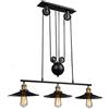 COCOL Lampada a sospensione vintage, Lampadario retrò industriale, Bar E27 Lampada a sospensione Edison, Lampadario industriale Sospensioni in metallo Stile ruota con onda Retro regolabile-Nero（C）
