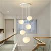 HYQJUNE Moderna Lampada A Sospensione E27 Ciottoli Scale Lampadario Da Soggiorno Luci Pendenti Sala Da Pranzo Alberghi Ingresso Polistirene Lampada Regolabile In Altezza Plafoniera(Neutral light,5-head)