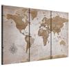 Cuadros B&D XXL - Quadro 120x80 cm 3 Pezzi - Stampa su Tela Strutturata XXL Grande - Quadri Moderni Componibili Camera da Letto Matrimoniale - Stampe da Parete Arte - Mappa del Mondo Art k-A-0106-b-e