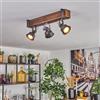 hofstein Lampada da soffitto HOFSTEIN Pehefito, lampada a 3 luci in metallo/legno grigio/marrone scuro, regolabile design industriale/retrò/vintage con travi legno, GU10, sala pranzo, soggiorno, cucina