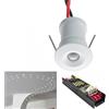 Planetitaly KIT 9pcs Mini faretto IP65 LED 1W resa 12W incasso punto luce box doccia cielo stellato segnapassi luci gradini con alimentatore (6000K, Bianco)