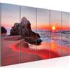 Runa Art Murali XXL Tramonto Spiaggia 200 x 80 cm Rosso 5 Pezzi - Made in Germany - 609555b
