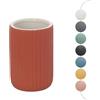 Inbagno Portaspazzolini bagno da appoggio rosso mattone cannettato in ceramica soft touch, bicchiere multiuso o porta penne, SPRING