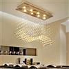 CENAP Moderno lampadario di cristallo rettangolare onda goccia di pioggia montaggio ad incasso 8 luci illuminazione a sospensione a LED plafoniera cromata per cucina isola sala da pranzo soggiorno, L31.4''