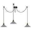 DC VOLTAGE Lampadario vintage retrò a 3 bracci, 195 cm, regolabile, con attacco a soffitto, E27, 60 W, paralume conico in metallo, luci a ragno per camera da letto (Grigio)