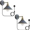 DC VOLTAGE Lampade da parete con spina moderna retrò con interruttore dimmer cavo spina da 4,5 m, Edison metallo oscillazione regolabile E27, applique da parete vintage (Grigio confezione da 2)