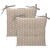 Russo Tessuti 6 Cuscini Sedie Cucina Coprisedia Cuori Pois Imbottiti Laccetti Beige
