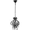 Festnight Lampadario Barocco 3 E14, Cristalli Pendenti, Design Shabby Chic, Nero, Gocce Di Cristallo
