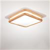 LIGKIN Plafoniera a LED Legno 24W Quadrata Moderno Lampada da Soffitto Bianco freddo 6000K Doppio Strato Lampada da soffitto per Cucina Soggiorno Corridoio, Ø30CM