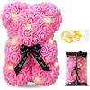 Meridiana Store Meridiana - Orso di Rose Orsetto di Rosa Orsacchiotto Altezza 25 cm Teddy Bear Idea Regalo Regali per Lei Fidanzata orso rose Compleanno Mamma Anniversario idee regalo San Valentino con LED (Rosa)