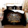 NICHIYO Harley Davidson Motorcycle, set copripiumino e federa, in microfibra, con stampa digitale 3D, set da 3 pezzi (22, letto matrimoniale 240 x 220 cm+80 x 80 cm)