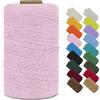 LEREATI Macrame Corda 1mm x 390m Filo Macrame Cordoncino Cotone Corda Colorata, Cordino per Borse Uncinetto, Decorazioni, Arazzo Da Parete, Perline, Braccialetti (Rosa)