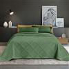 IlGruppone Copriletto Trapuntato Matrimoniale Elegante Trapuntino Lavorazione Intrecciata Due Piazze Trapunta Coperta Leggera Coperta Letto Leggera Primavera Estate - Muschio