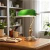 B·LED BARCELONA LED BARCELONA LED - Lampada da tavolo vintage BANQUERO con paralume in vetro verde - Base in nichel - Lampada da scrivania classica per ufficio e studio - Attacco E27