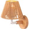 DLGLOLIN Applique da parete in Rattan Boho Interno, Lampada da parete Vintage in Legno E27 Illuminazione Regolabile per Soggiorno, Camera da Letto e Corridoio