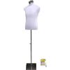 Loywe Manichino da sarto Busto Torso da Uomini Base quadrata in metallo Gr. 46/48 Bianco LW6001W