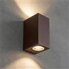 Planetitaly Applique da Esterno Rettangolare Marrone GU10 Doppio Fascio Up & Down - Lampada da Parete Muro Facciata IP65 Luce Giardino, Balcone, Terrazzo, Include 2 Lampadine LED 8W 230V (Marrone, 3000K)