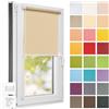 Estika Tenda a rullo semi-trasparente senza forare - 90 x 220 cm - Color crema - per interni, per finestre, tessuto con protezione solare