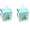 C.X.Y. 50 Scatola Cubo Portaconfetti Orsetto Cuore Cartoncino La Finestra Bomboniera Nascita Battesimo Ideale Regalo (Azzurro)
