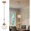 Kikioo Lampadario in metallo di lusso moderno Nordic Creative Lampada a sospensione a sfera in vetro trasparente/grigio fumo/ambra Cluster E14 Isola cucina Soggiorno Sala da pranzo Comodino Lampada a