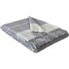 STTS International Coperta in cashmere, 100% lana, 140 x 200 cm, coperta a quadri, molto morbida, plaid "Faro" , Lana, Hellgrau (Karo), 140 x 200 cm